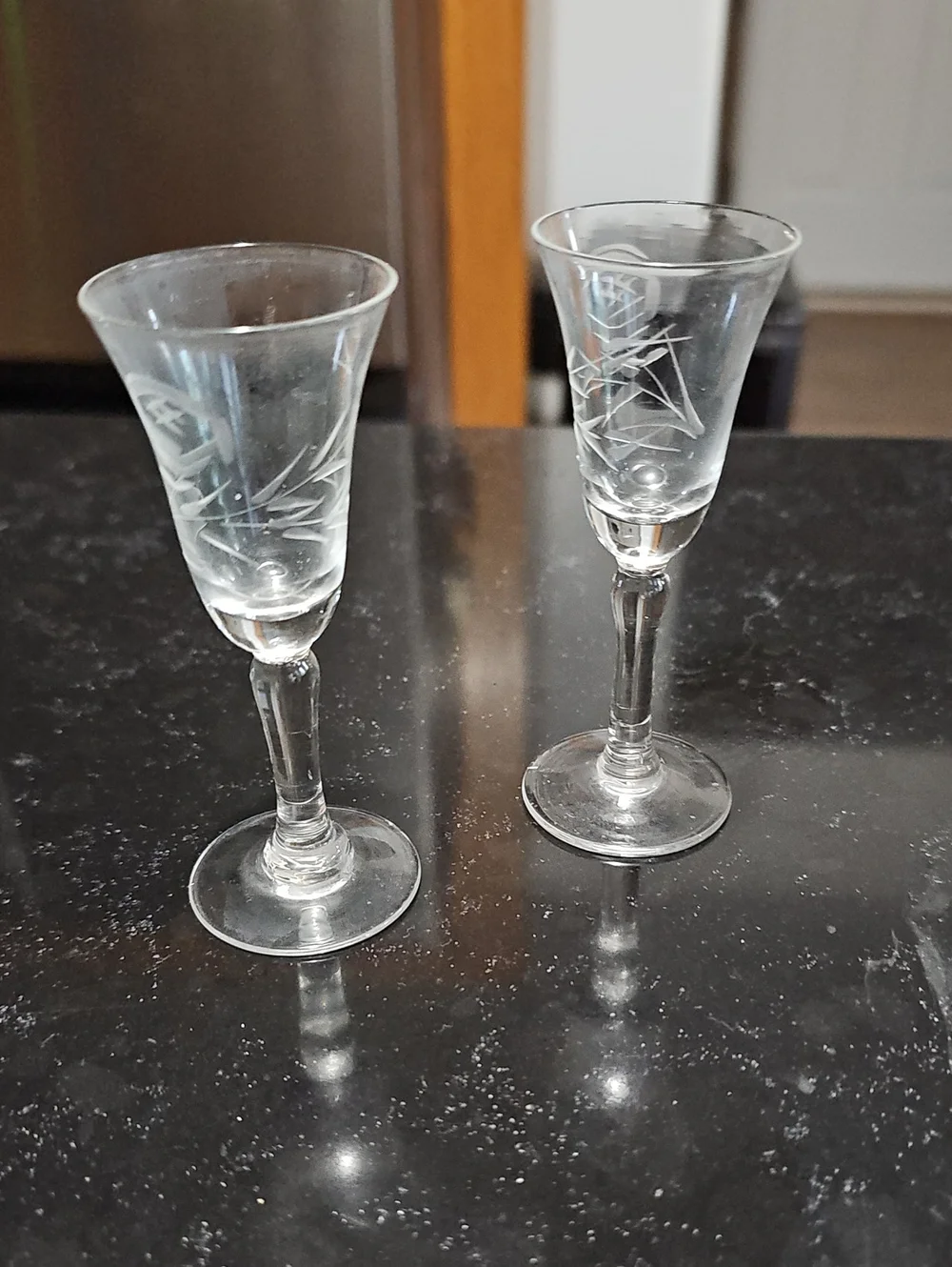 Vintage Cordial Etched Set Of 2